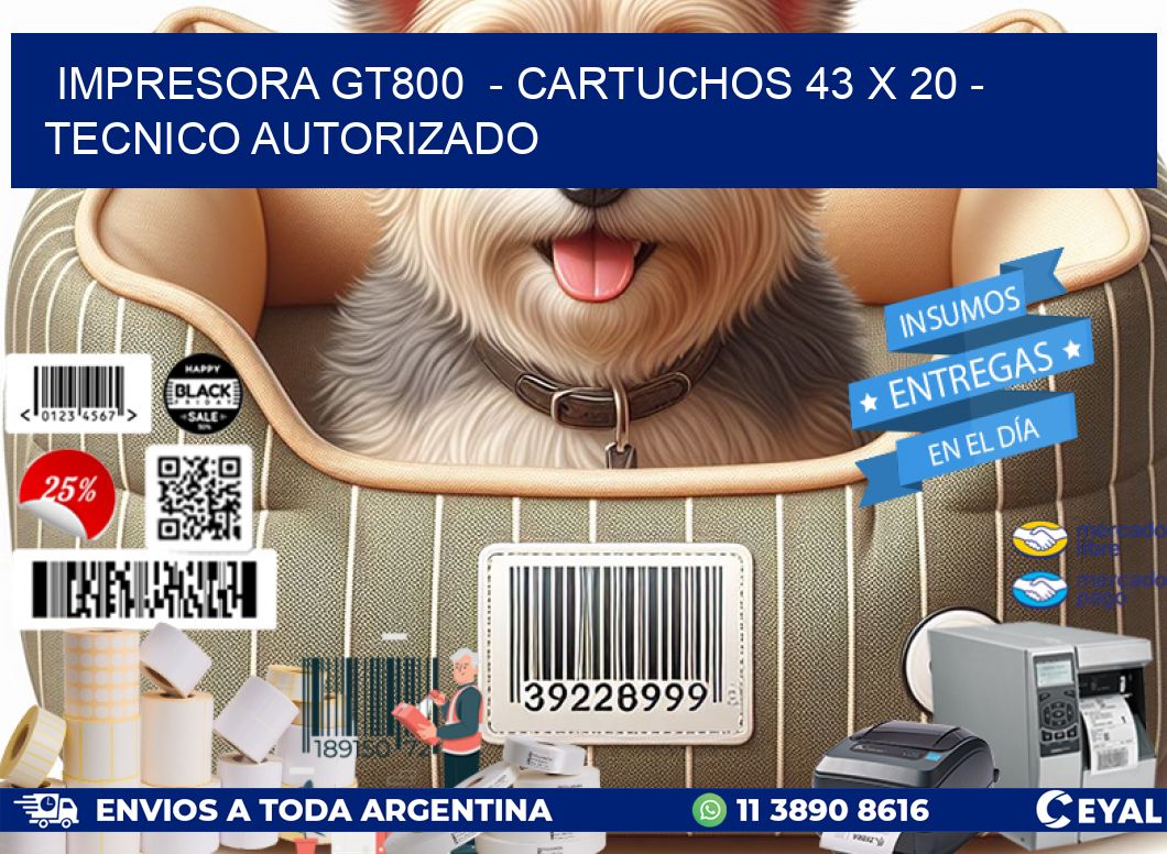 IMPRESORA GT800  – CARTUCHOS 43 x 20 – TECNICO AUTORIZADO