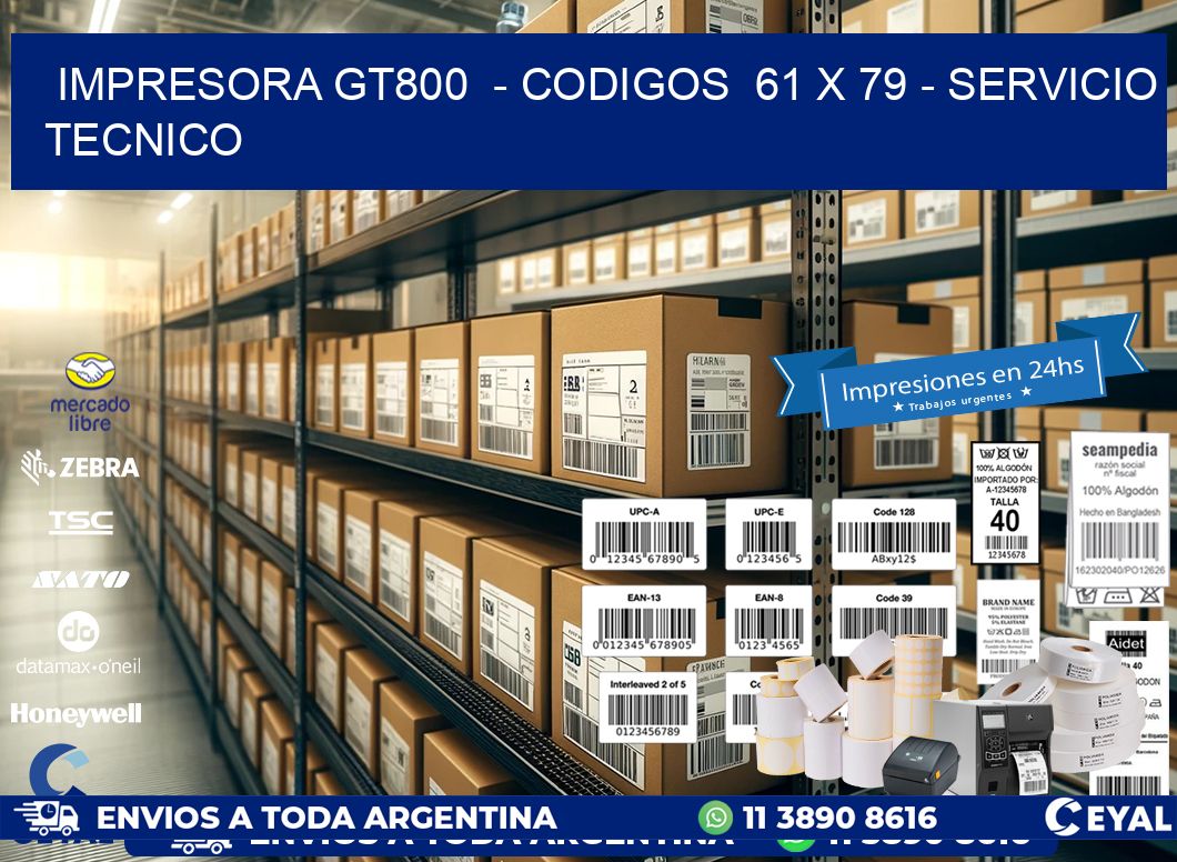 IMPRESORA GT800 - CODIGOS 61 x 79 - SERVICIO TECNICO
