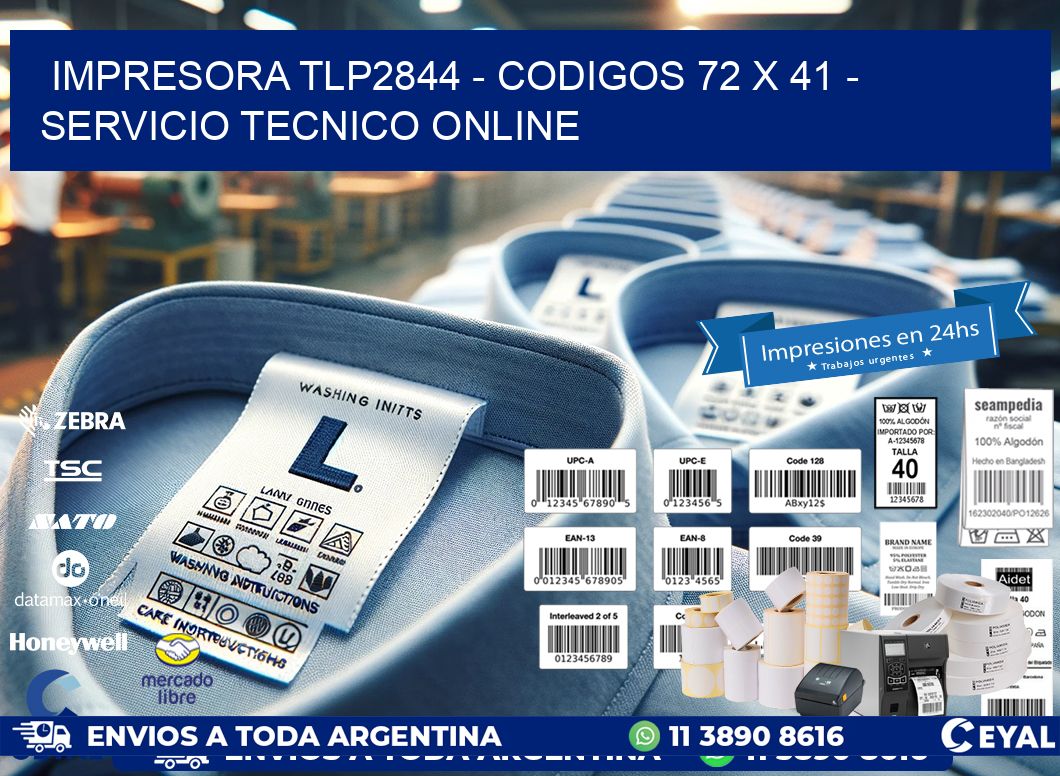 IMPRESORA TLP2844 - CODIGOS 72 x 41 - SERVICIO TECNICO ONLINE