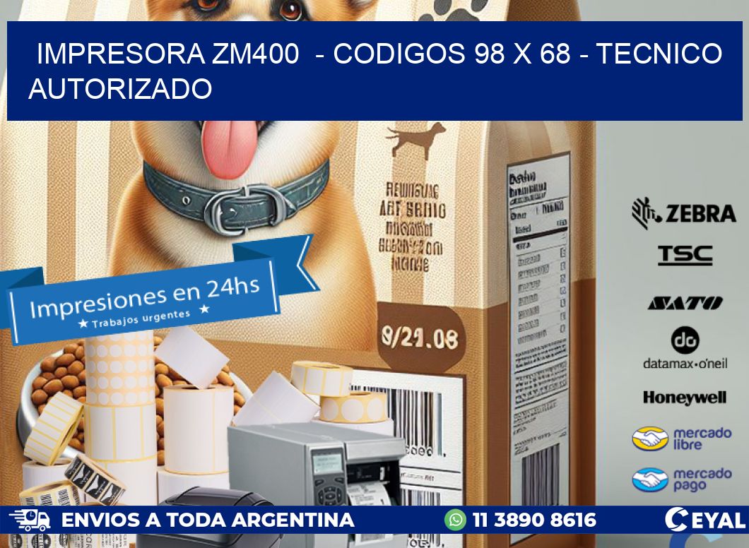 IMPRESORA ZM400  - CODIGOS 98 x 68 - TECNICO AUTORIZADO