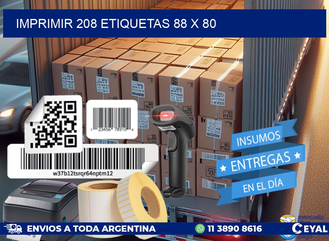 IMPRIMIR 208 ETIQUETAS 88 x 80