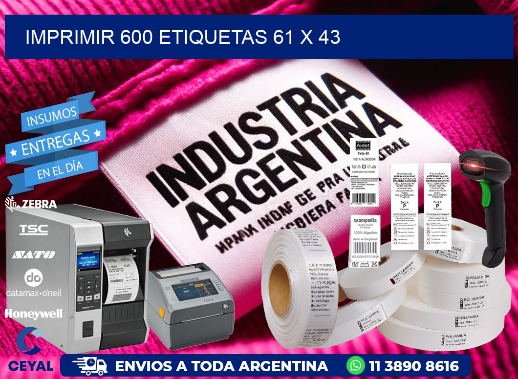 IMPRIMIR 600 ETIQUETAS 61 x 43
