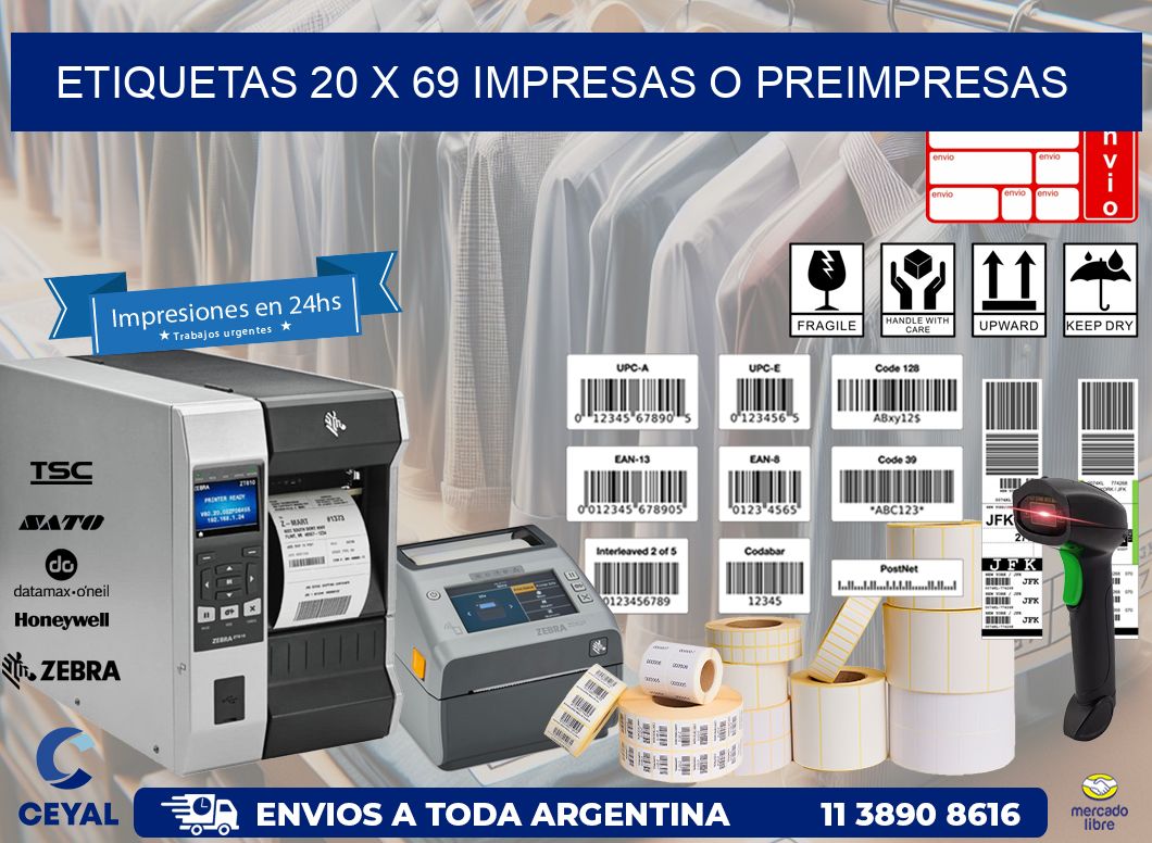 ETIQUETAS 20 x 69 IMPRESAS O PREIMPRESAS