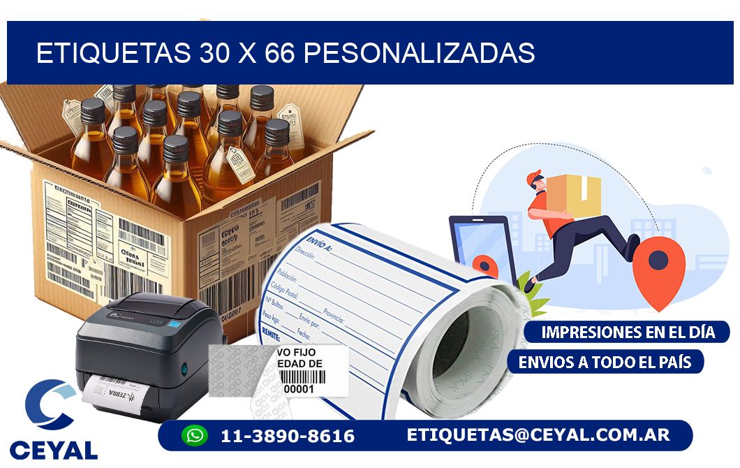 ETIQUETAS 30 x 66 PESONALIZADAS