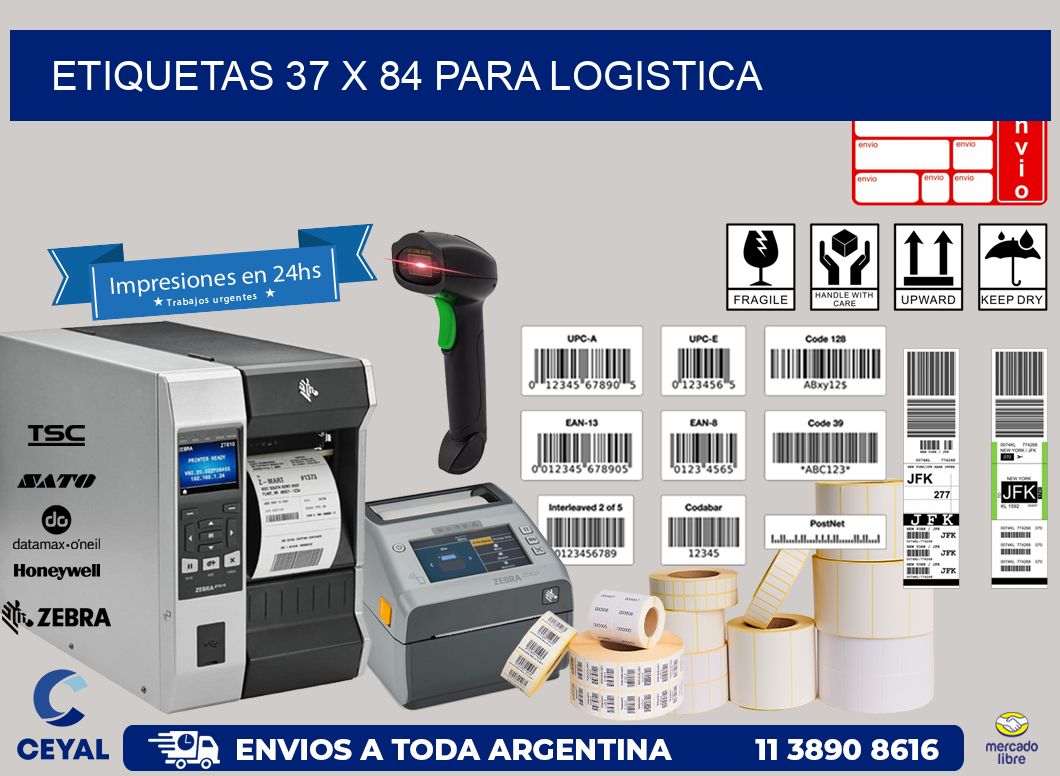 ETIQUETAS 37 x 84 PARA LOGISTICA