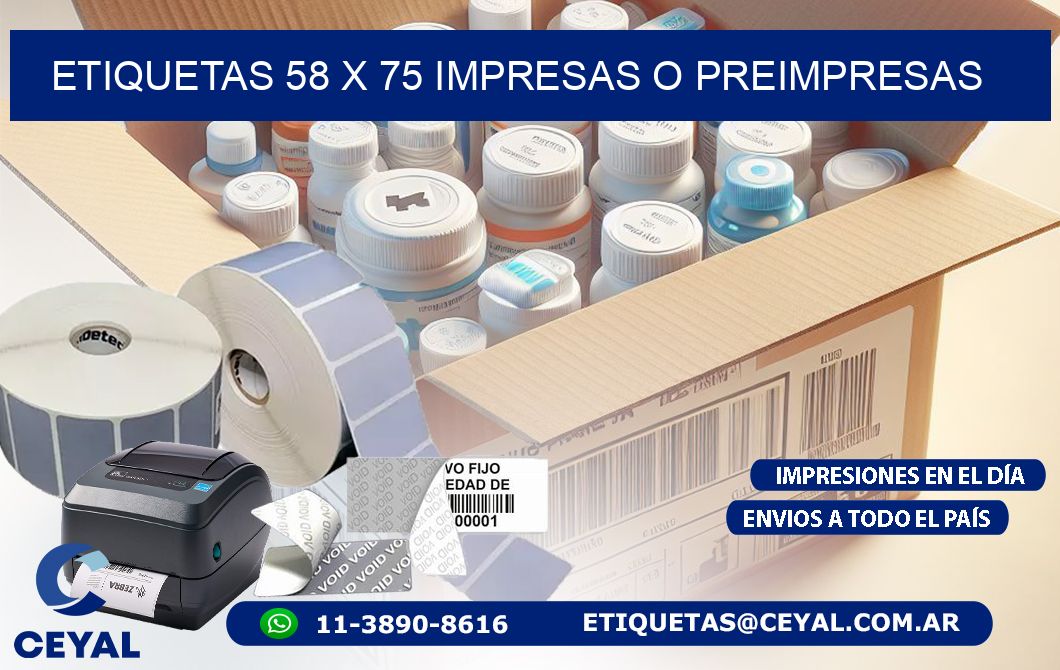 ETIQUETAS 58 x 75 IMPRESAS O PREIMPRESAS