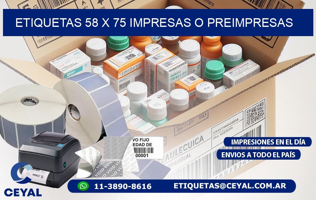 ETIQUETAS 58 x 75 IMPRESAS O PREIMPRESAS