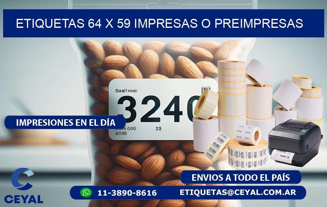 ETIQUETAS 64 x 59 IMPRESAS O PREIMPRESAS