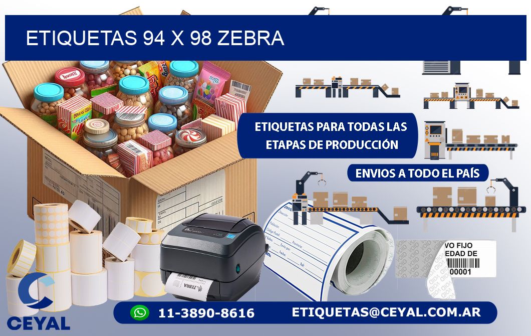 ETIQUETAS 94 x 98 ZEBRA