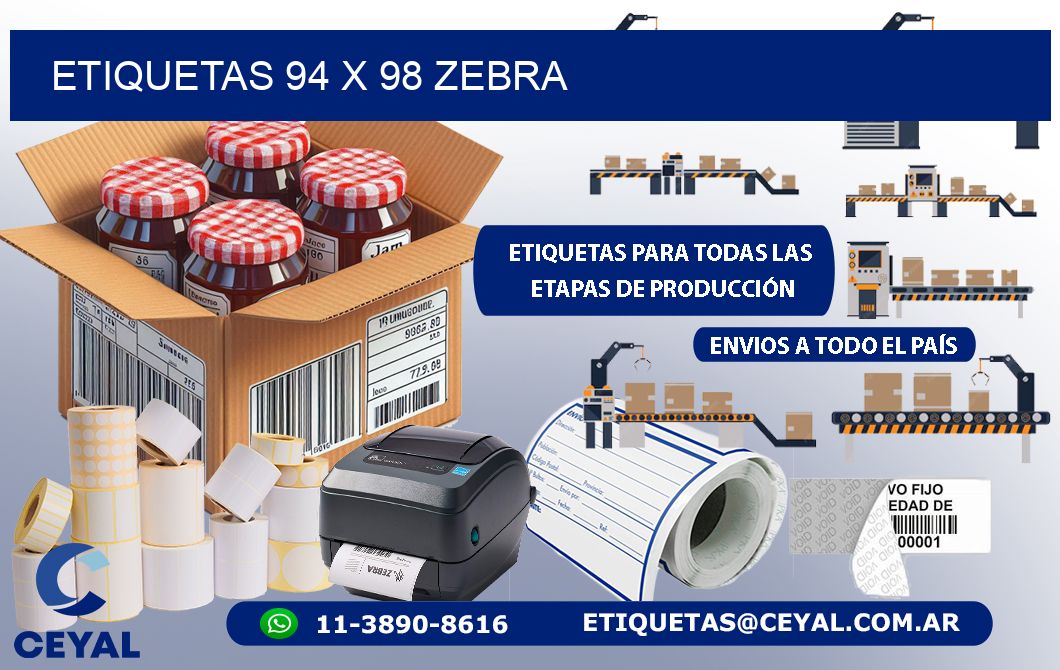 ETIQUETAS 94 x 98 ZEBRA