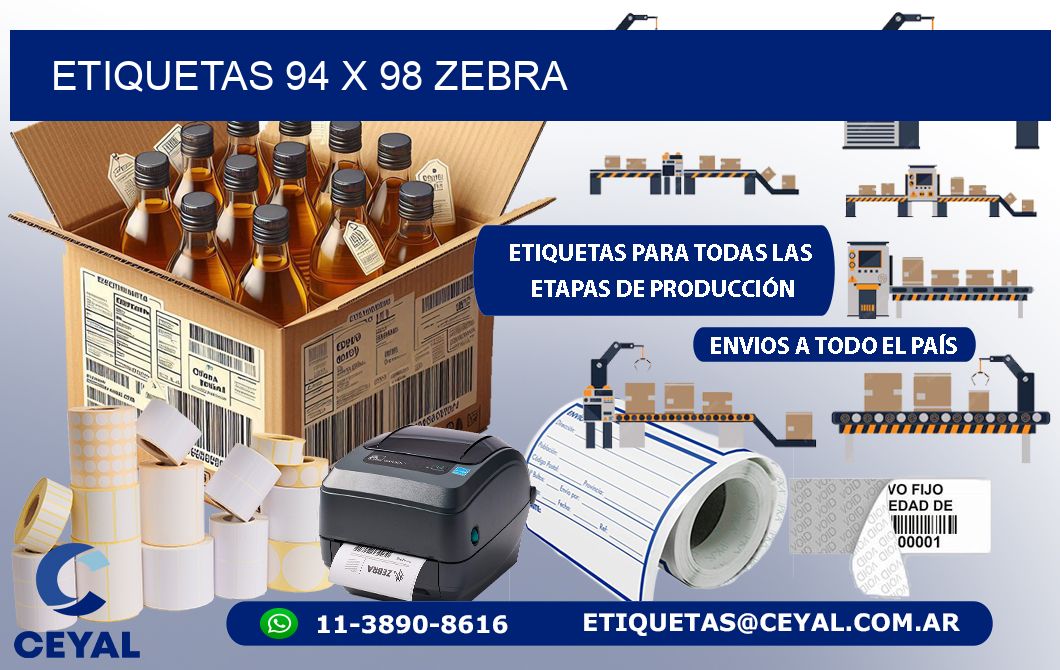 ETIQUETAS 94 x 98 ZEBRA