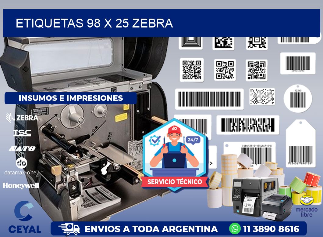 ETIQUETAS 98 x 25 ZEBRA