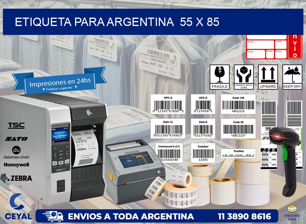 etiqueta para Argentina 55 x 85