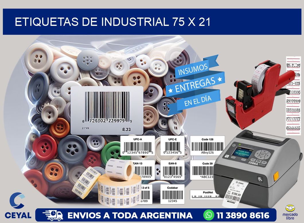 etiquetas de industrial 75 x 21