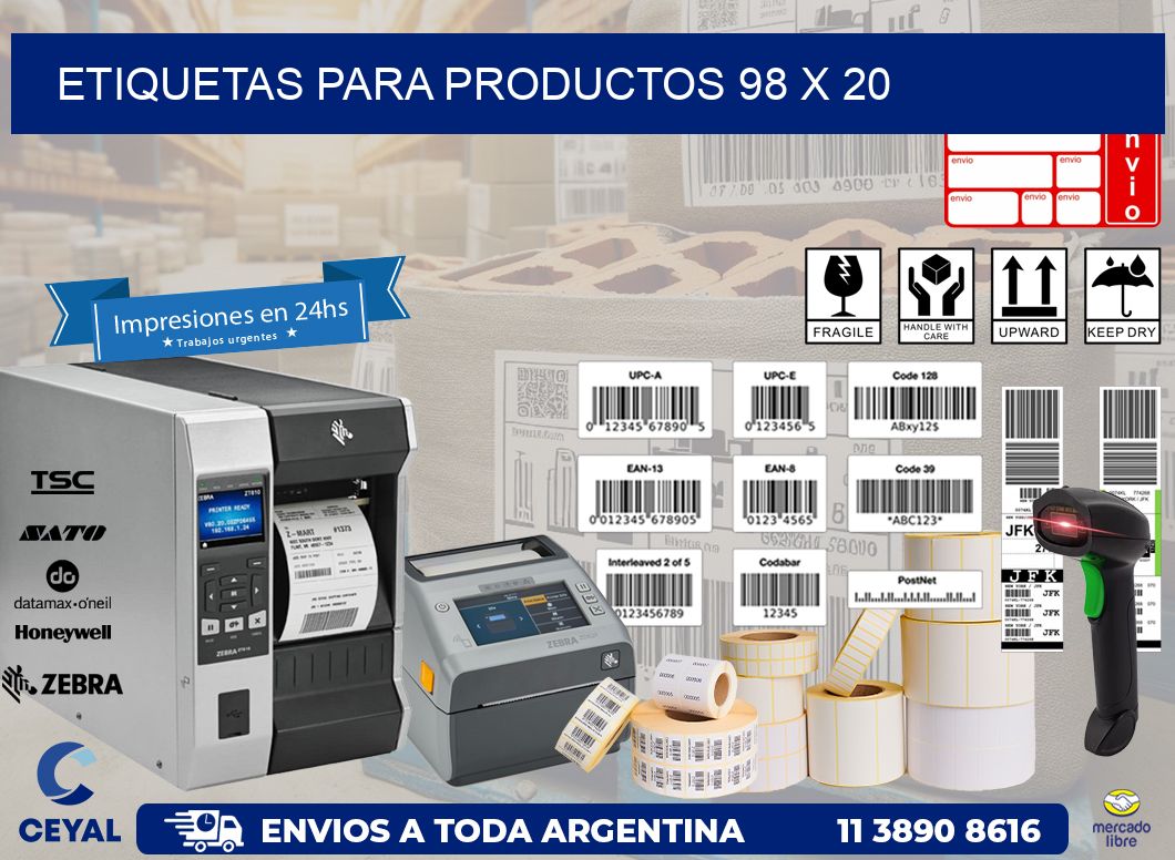 etiquetas para productos 98 x 20