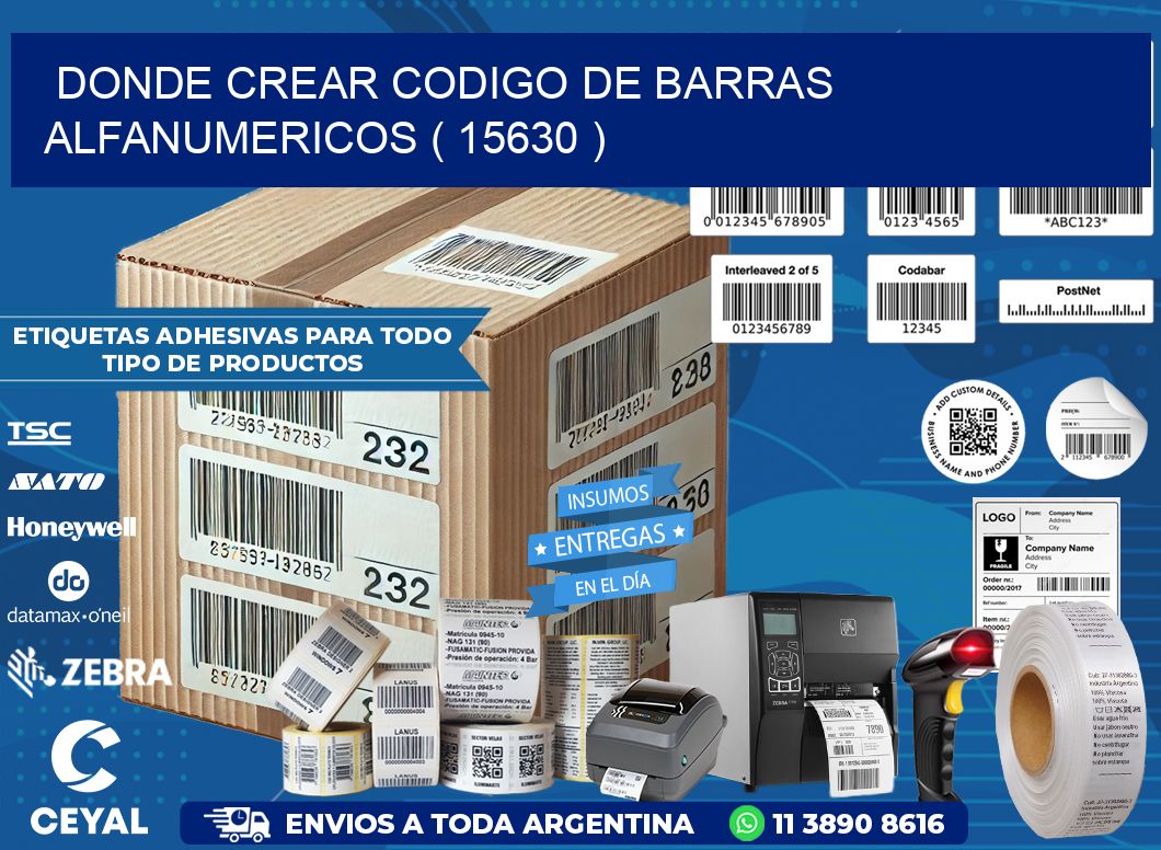 DONDE CREAR CODIGO DE BARRAS ALFANUMERICOS ( 15630 )