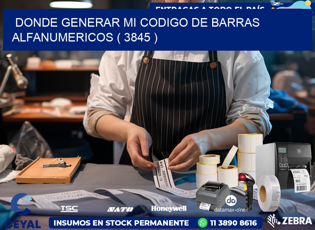 DONDE GENERAR MI CODIGO DE BARRAS ALFANUMERICOS ( 3845 )