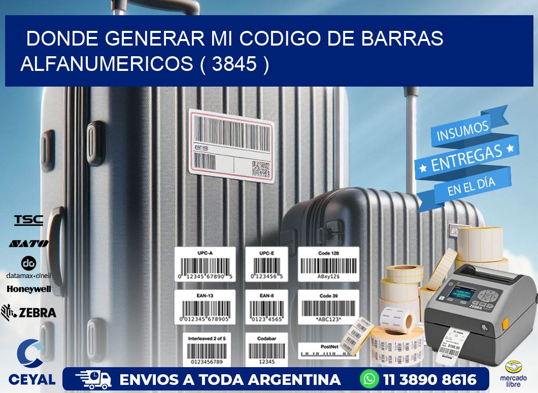 DONDE GENERAR MI CODIGO DE BARRAS ALFANUMERICOS ( 3845 )