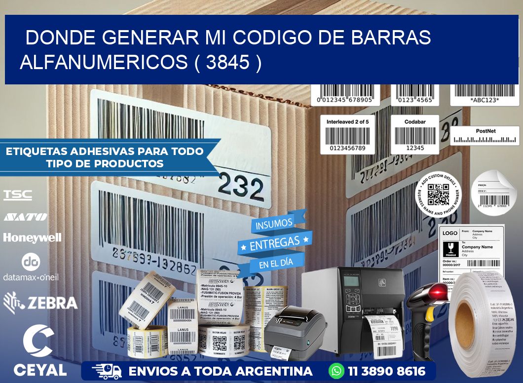 DONDE GENERAR MI CODIGO DE BARRAS ALFANUMERICOS ( 3845 )