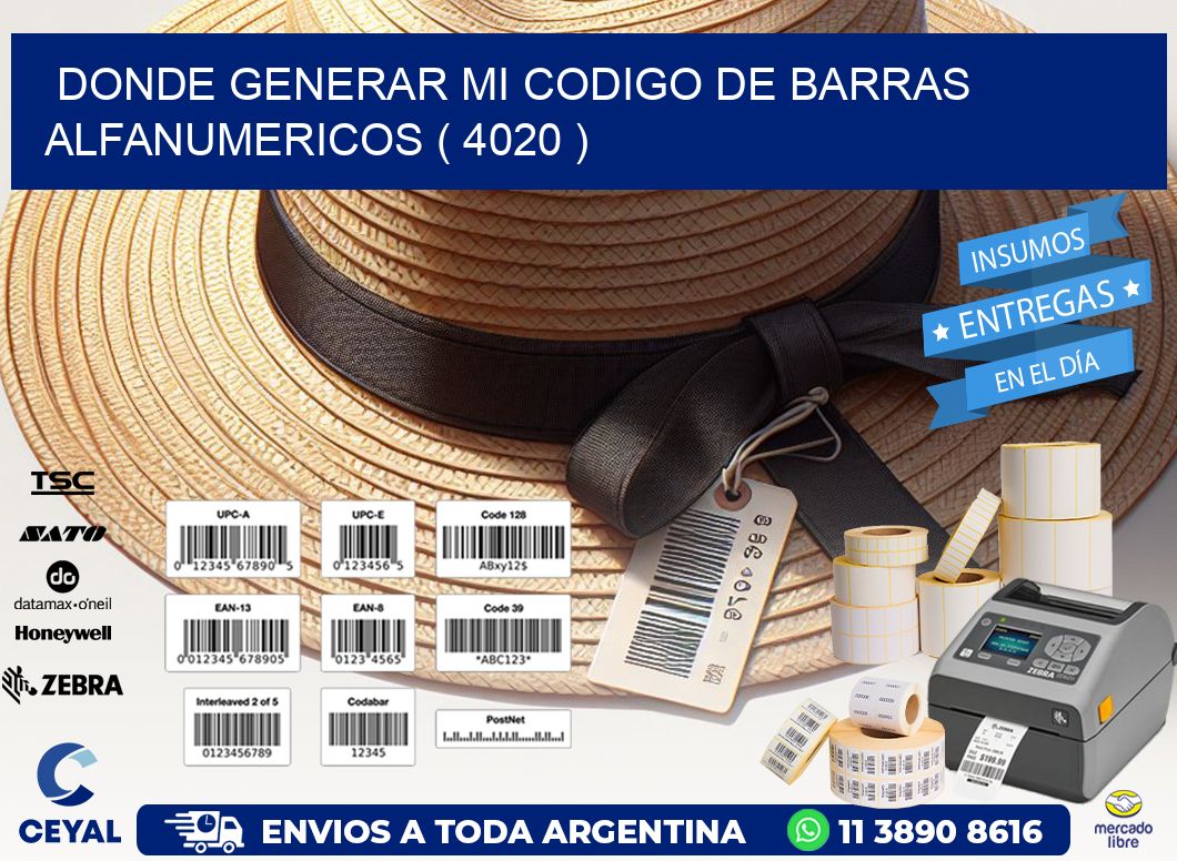 DONDE GENERAR MI CODIGO DE BARRAS ALFANUMERICOS ( 4020 )