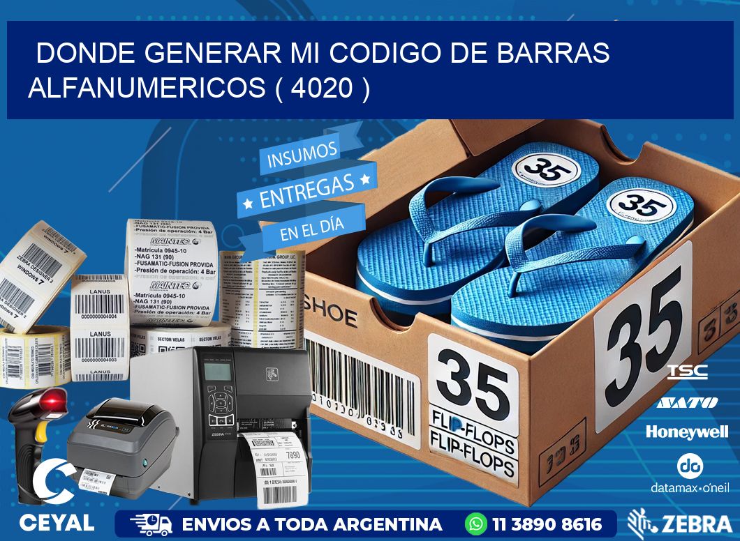 DONDE GENERAR MI CODIGO DE BARRAS ALFANUMERICOS ( 4020 )