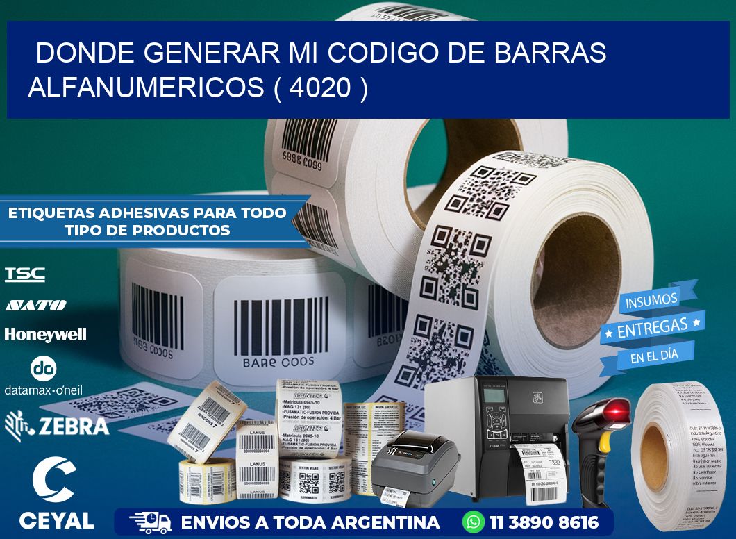 DONDE GENERAR MI CODIGO DE BARRAS ALFANUMERICOS ( 4020 )