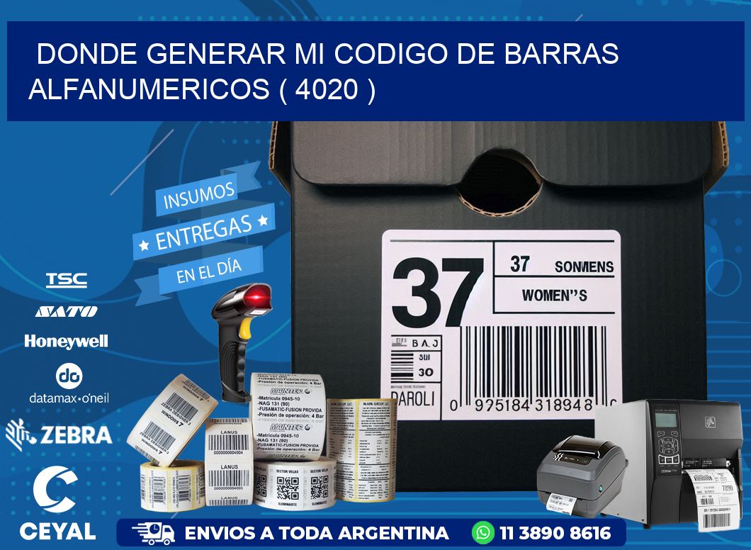 DONDE GENERAR MI CODIGO DE BARRAS ALFANUMERICOS ( 4020 )