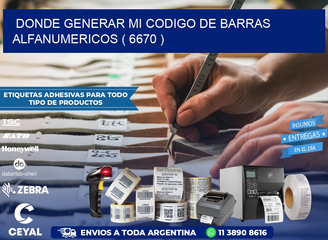 DONDE GENERAR MI CODIGO DE BARRAS ALFANUMERICOS ( 6670 )