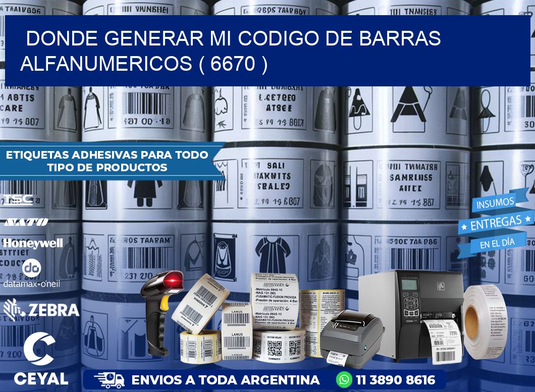 DONDE GENERAR MI CODIGO DE BARRAS ALFANUMERICOS ( 6670 )