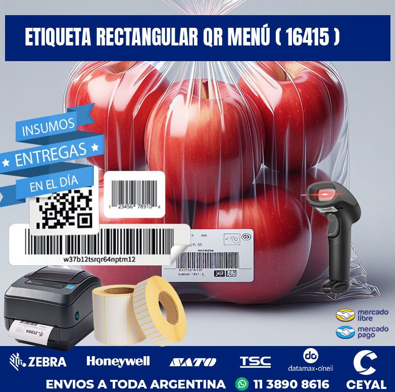 ETIQUETA RECTANGULAR QR MENÚ ( 16415 )