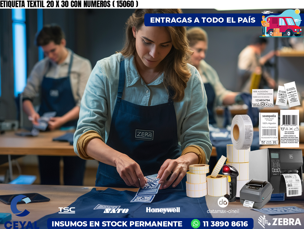 ETIQUETA TEXTIL 20 X 30 CON NUMEROS ( 15060 )