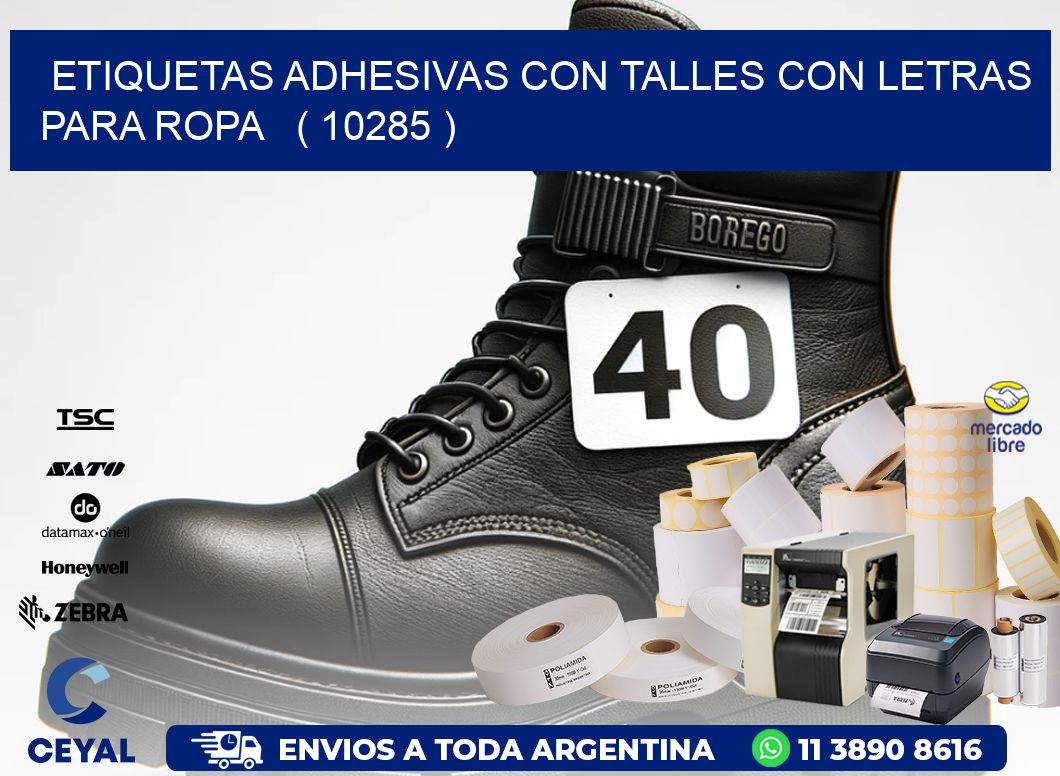 ETIQUETAS ADHESIVAS CON TALLES CON LETRAS PARA ROPA   ( 10285 )