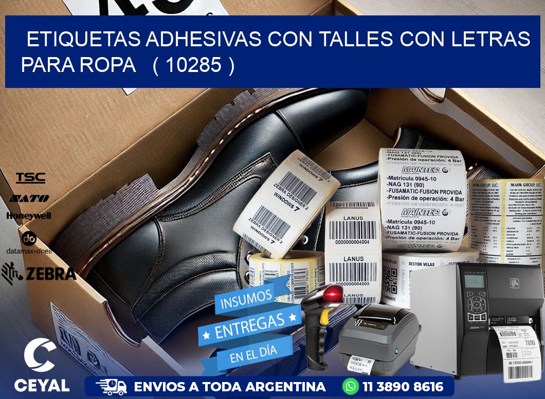 ETIQUETAS ADHESIVAS CON TALLES CON LETRAS PARA ROPA   ( 10285 )