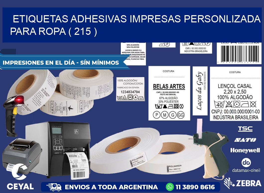 ETIQUETAS ADHESIVAS IMPRESAS PERSONLIZADA PARA ROPA ( 215 )