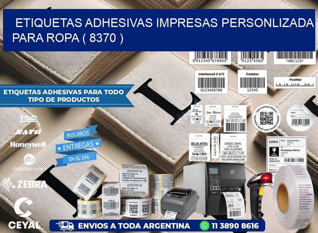 ETIQUETAS ADHESIVAS IMPRESAS PERSONLIZADA PARA ROPA ( 8370 )