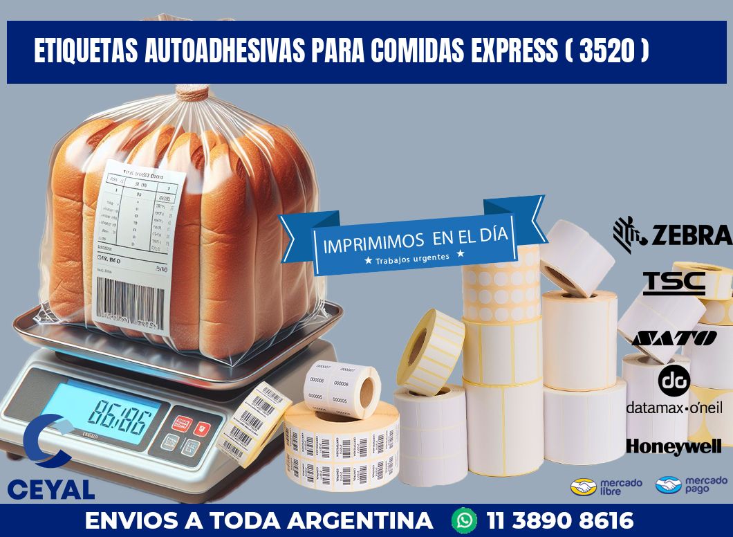 ETIQUETAS AUTOADHESIVAS PARA COMIDAS EXPRESS ( 3520 )