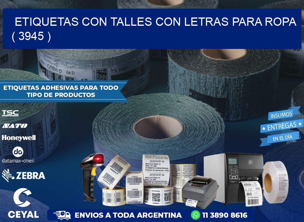 ETIQUETAS CON TALLES CON LETRAS PARA ROPA   ( 3945 )