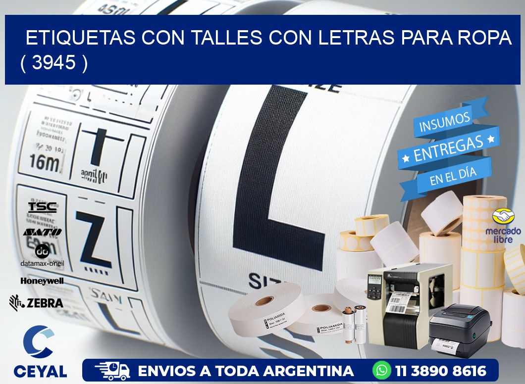 ETIQUETAS CON TALLES CON LETRAS PARA ROPA   ( 3945 )