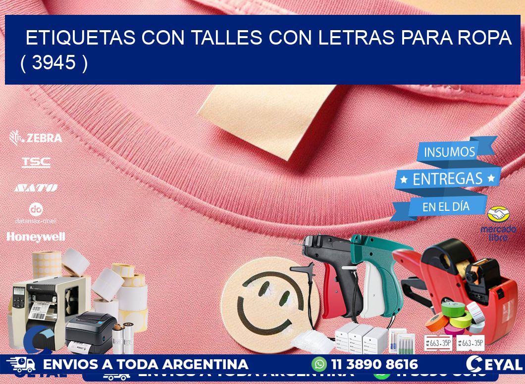 ETIQUETAS CON TALLES CON LETRAS PARA ROPA   ( 3945 )