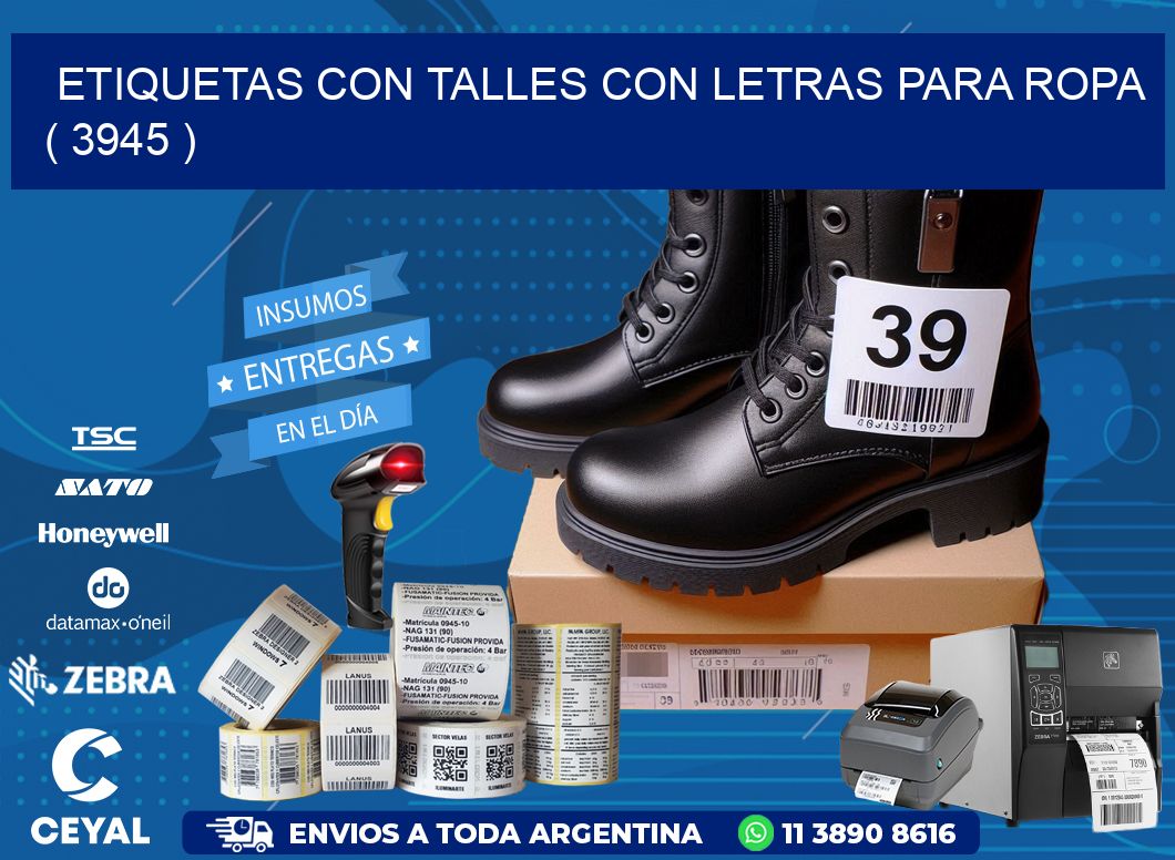 ETIQUETAS CON TALLES CON LETRAS PARA ROPA   ( 3945 )