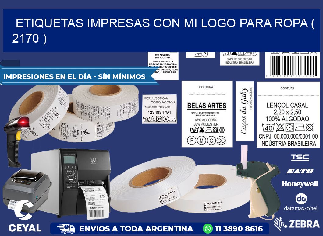 ETIQUETAS IMPRESAS CON MI LOGO PARA ROPA ( 2170 )