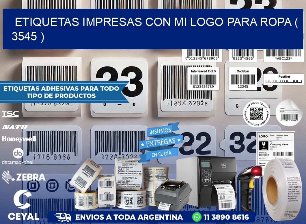 ETIQUETAS IMPRESAS CON MI LOGO PARA ROPA ( 3545 )