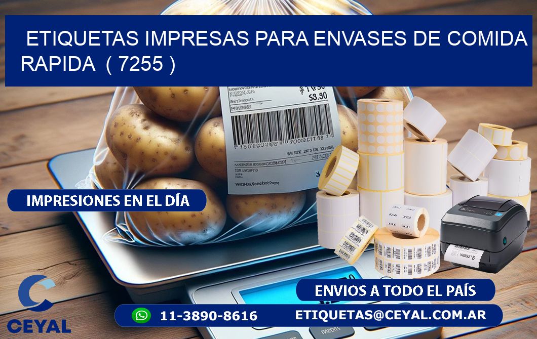 ETIQUETAS IMPRESAS PARA ENVASES DE COMIDA RAPIDA ( 7255 )