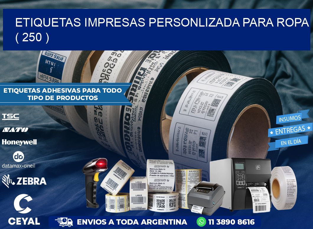 ETIQUETAS IMPRESAS PERSONLIZADA PARA ROPA   ( 250 )