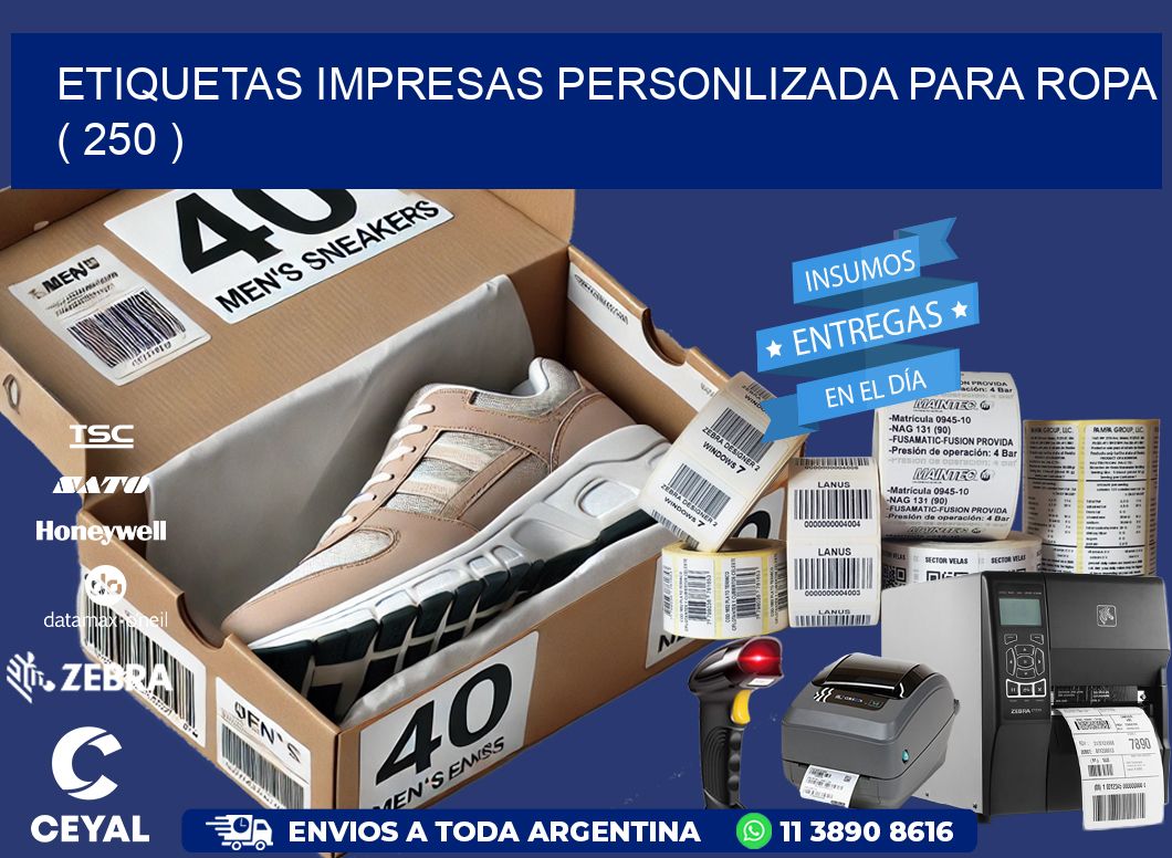 ETIQUETAS IMPRESAS PERSONLIZADA PARA ROPA ( 250 )