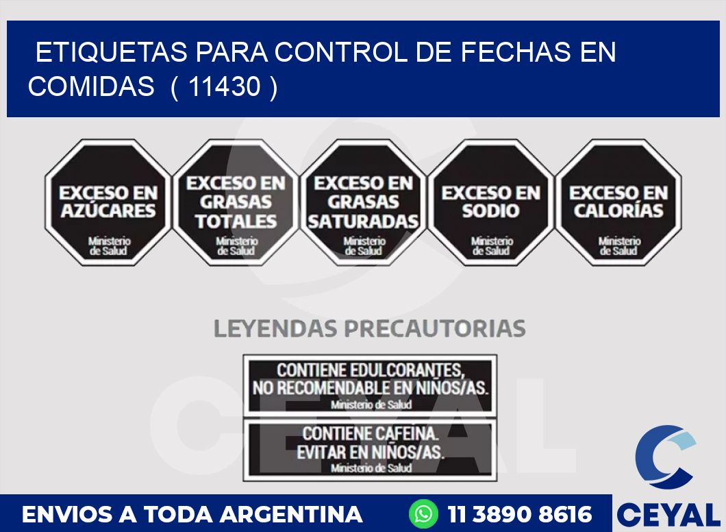 ETIQUETAS PARA CONTROL DE FECHAS EN COMIDAS  ( 11430 )