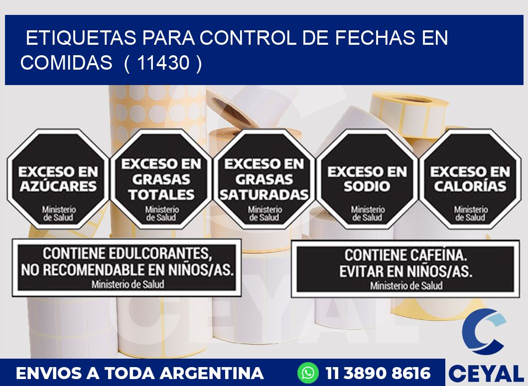 ETIQUETAS PARA CONTROL DE FECHAS EN COMIDAS  ( 11430 )