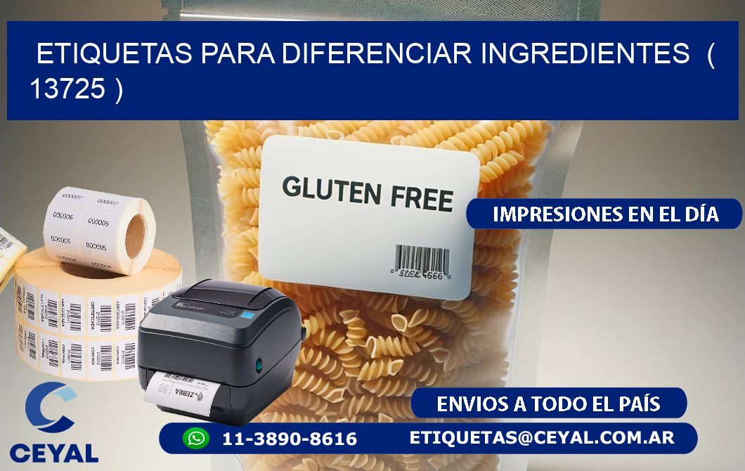 ETIQUETAS PARA DIFERENCIAR INGREDIENTES  ( 13725 )