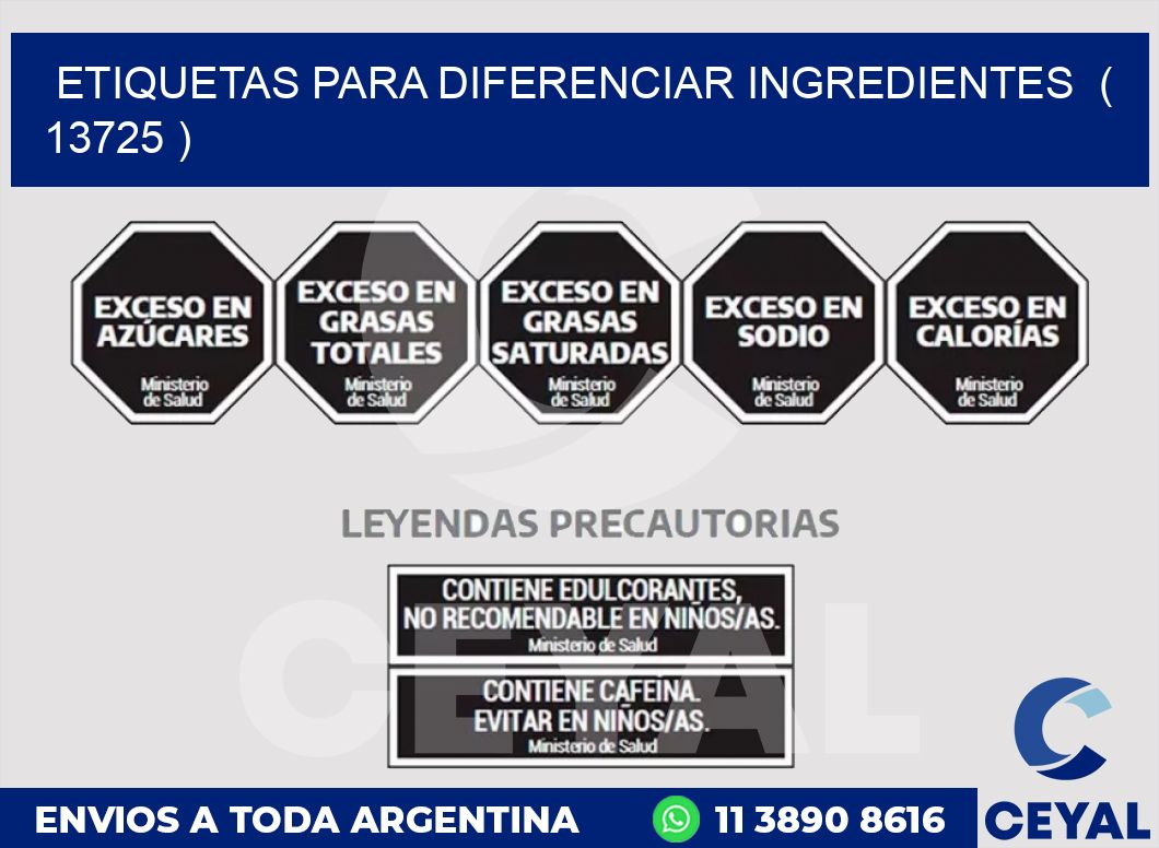 ETIQUETAS PARA DIFERENCIAR INGREDIENTES  ( 13725 )