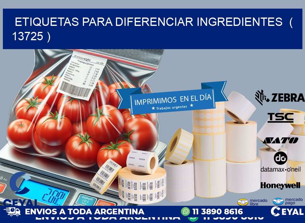 ETIQUETAS PARA DIFERENCIAR INGREDIENTES  ( 13725 )